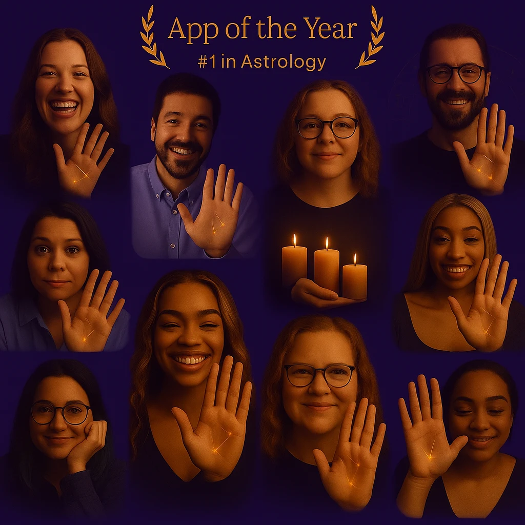 An open palm glowing with zodiac constellations
